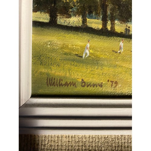 436 - William Burns, C20th, Oil on canvas, label verso, titled Cricket at Chatsworth, signed and dated low... 