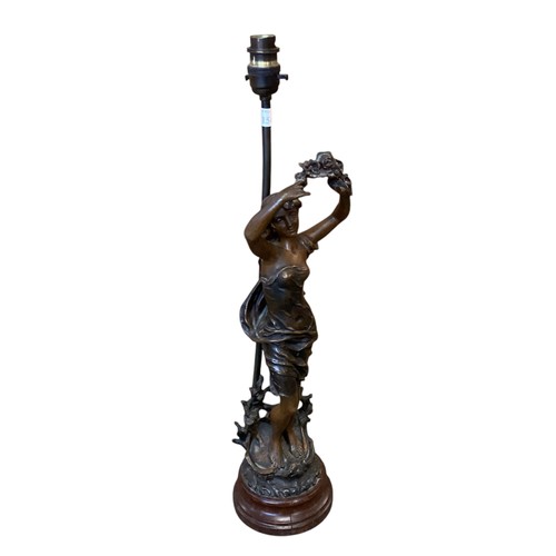 154 - A pair of modern figural table lamps, modelled as classical figures of a man and a woman, raised on ... 