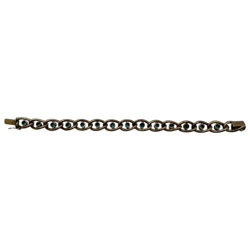 7 - A 9ct rose gold chain link bracelet with turquoise inserts, 14.6 grams