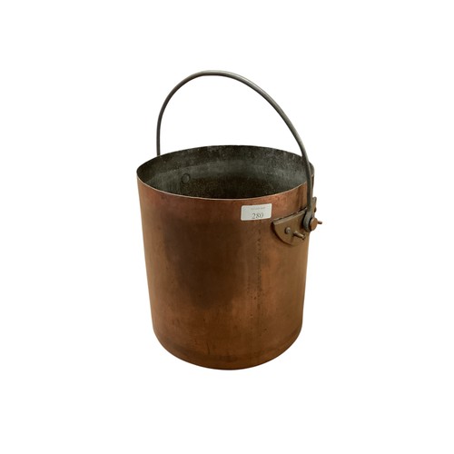 280 - A copper bucket with handle, indistinctly stamped L.Cadec 24cm H