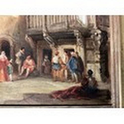 412 - Two paintings by CHARLES CATTERMOLE (1832-1900), watercolour, monks in a monastery, 15 x 44cm , sign... 