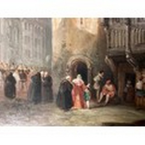 412 - Two paintings by CHARLES CATTERMOLE (1832-1900), watercolour, monks in a monastery, 15 x 44cm , sign... 