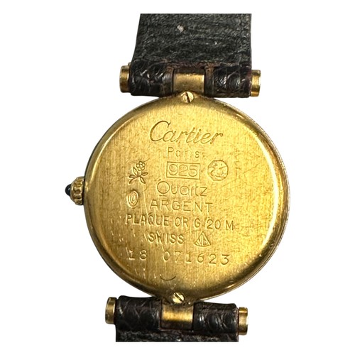 51 - CARTIER a ladies wrist watch, with brown face dial, and snakeskin strap, stamped to back Cartier Par... 