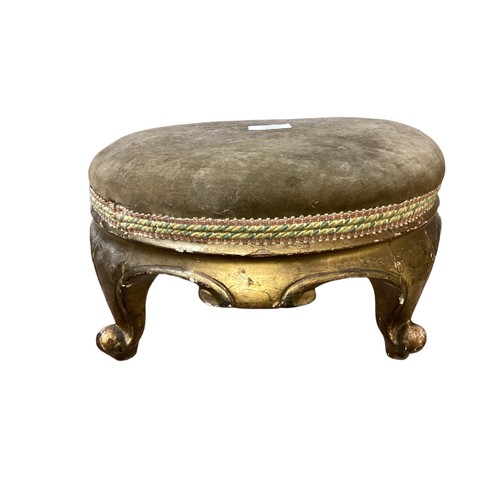 582 - Circular gilded foot stool and a print ‘Mercus Serrator’