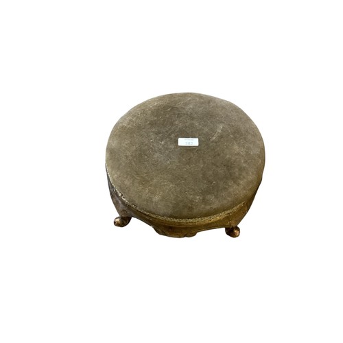 582 - Circular gilded foot stool and a print ‘Mercus Serrator’