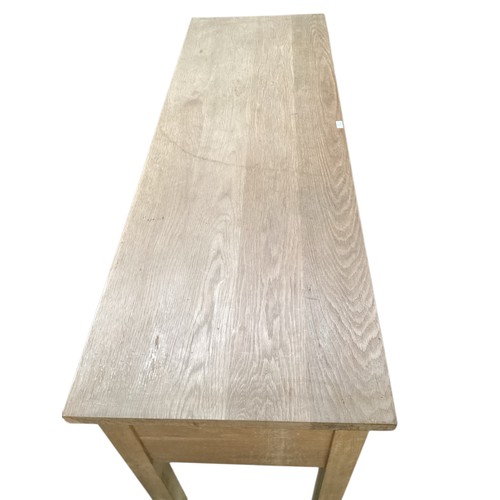 505 - Good quality heavy contemporary light oak side table of 4 drawers.  Wear and marks to the top commen... 