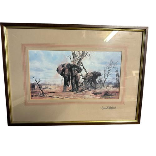 450 - Three David Sheppherd prints, including one large framed and glazed Zebras, signed in pencil , and h... 