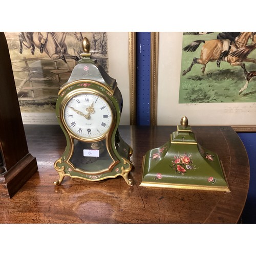 136 - Two clocks: A late C19th mahogany domed mantle clock, label to door inside , New Haven Clock etc, se... 