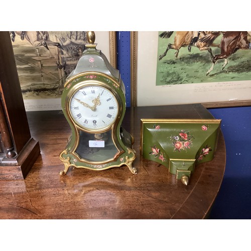 136 - Two clocks: A late C19th mahogany domed mantle clock, label to door inside , New Haven Clock etc, se... 