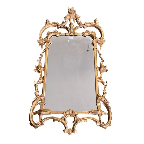 247 - A rectangular gilt wood hanging wall mirror, with some restoration to top finial, 94cm overall heigh... 