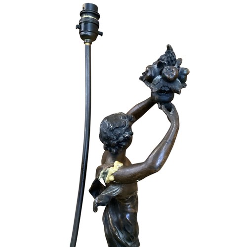 154 - A pair of modern figural table lamps, modelled as classical figures of a man and a woman, raised on ... 