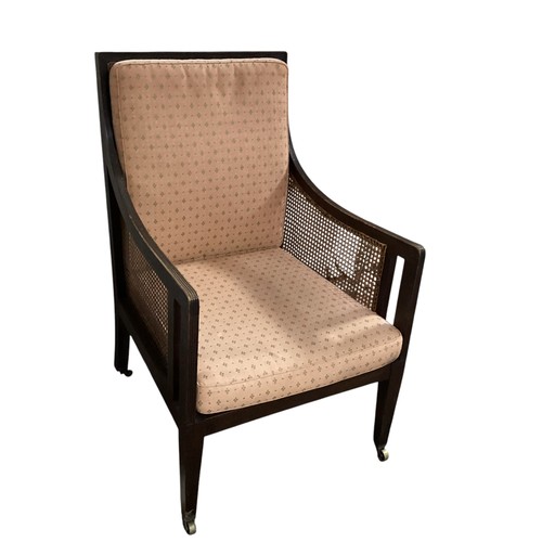 578 - Antique armchair with  a cane back, sides and seat, including seat and back cushions, 60cm w x 68cm ... 