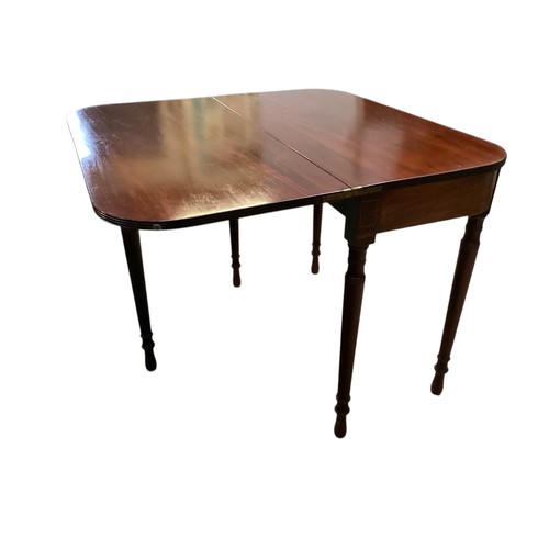 584 - A fold over tea table, 92cm w x 46cm d (folded) x 73.5/ 75 cm h