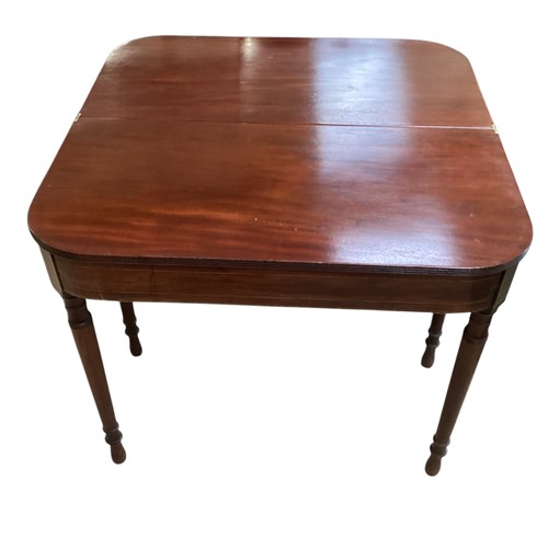 584 - A fold over tea table, 92cm w x 46cm d (folded) x 73.5/ 75 cm h