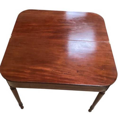 584 - A fold over tea table, 92cm w x 46cm d (folded) x 73.5/ 75 cm h