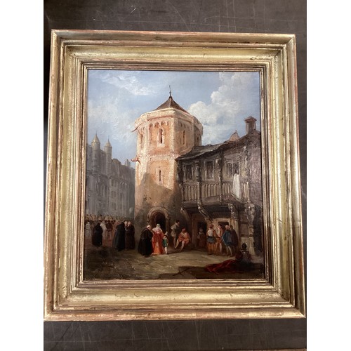 412 - Two paintings by CHARLES CATTERMOLE (1832-1900), watercolour, monks in a monastery, 15 x 44cm , sign... 