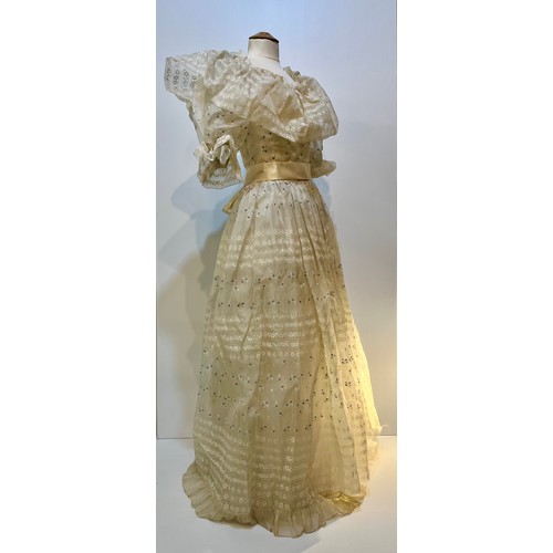 1 - BELLVILLE SASSOON, LONDON, An early 1980s 100% silk  ball dress with all over printed pattern to out... 