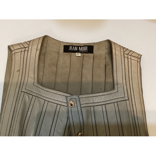 4 - JEAN MUIR, London, early 1970s two tone grey leather dress with top stitching and pintuck detail, wi... 