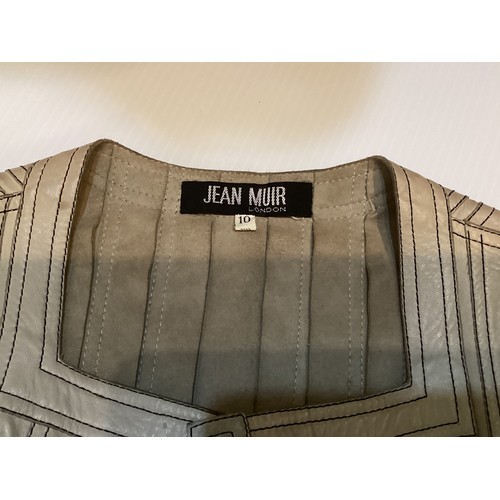 4 - JEAN MUIR, London, early 1970s two tone grey leather dress with top stitching and pintuck detail, wi... 