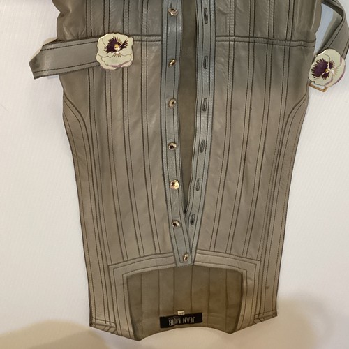 4 - JEAN MUIR, London, early 1970s two tone grey leather dress with top stitching and pintuck detail, wi... 