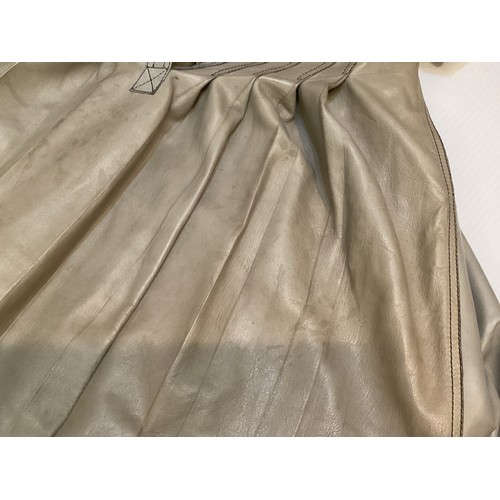 4 - JEAN MUIR, London, early 1970s two tone grey leather dress with top stitching and pintuck detail, wi... 