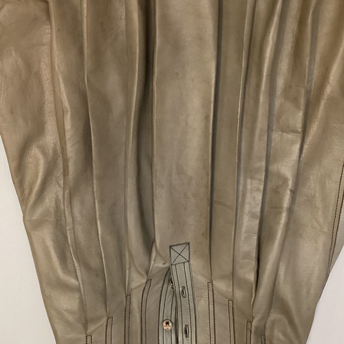 4 - JEAN MUIR, London, early 1970s two tone grey leather dress with top stitching and pintuck detail, wi... 