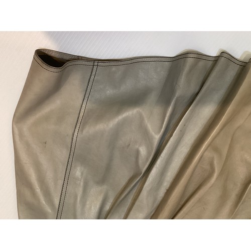 4 - JEAN MUIR, London, early 1970s two tone grey leather dress with top stitching and pintuck detail, wi... 