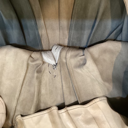 4 - JEAN MUIR, London, early 1970s two tone grey leather dress with top stitching and pintuck detail, wi... 