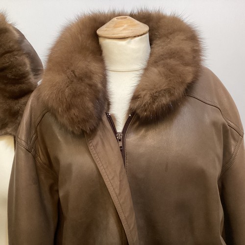 5 - GUCCI, light brown leather coat with a sable fur detachable lining, a fur collar, and detachable lea... 