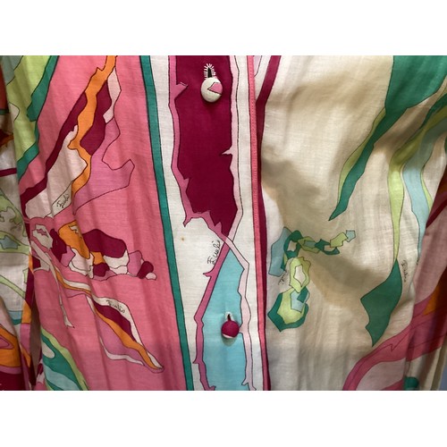 10 - EMILIO PUCCI Three cotton shirts, two patterned, one plain pink. One labeled size 12. Age discolouri... 