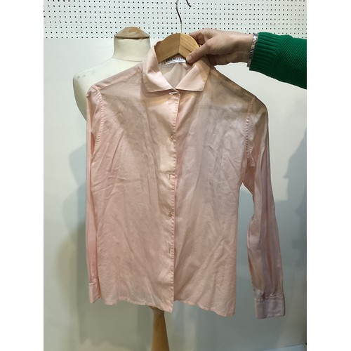 10 - EMILIO PUCCI Three cotton shirts, two patterned, one plain pink. One labeled size 12. Age discolouri... 