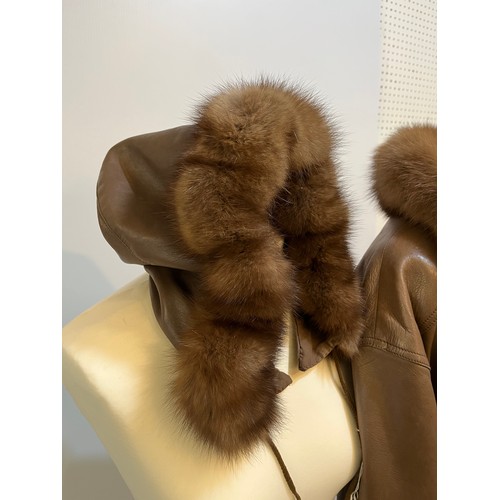 5 - GUCCI, light brown leather coat with a sable fur detachable lining, a fur collar, and detachable lea... 