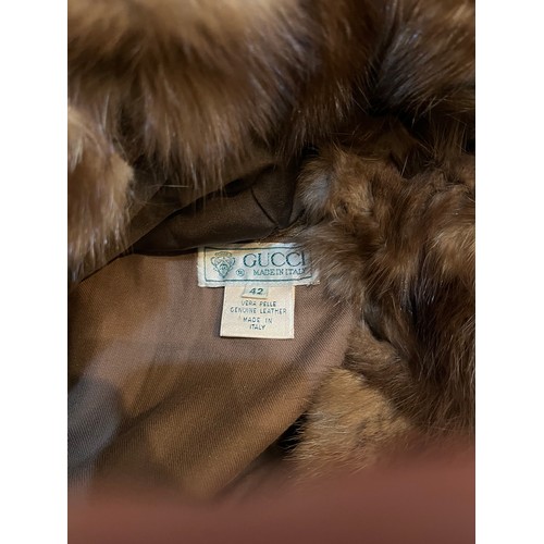 5 - GUCCI, light brown leather coat with a sable fur detachable lining, a fur collar, and detachable lea... 