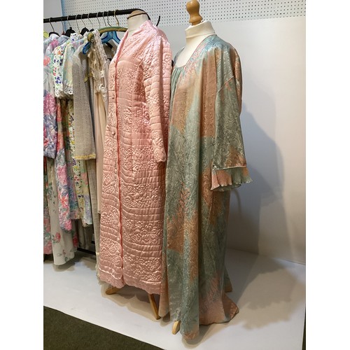 20 - A quantity of Mid - late C20th lounge wear, to include CHRISTIAN DIOR quilted pink dressing gown (pa... 