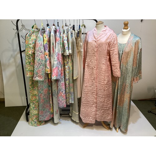 20 - A quantity of Mid - late C20th lounge wear, to include CHRISTIAN DIOR quilted pink dressing gown (pa... 