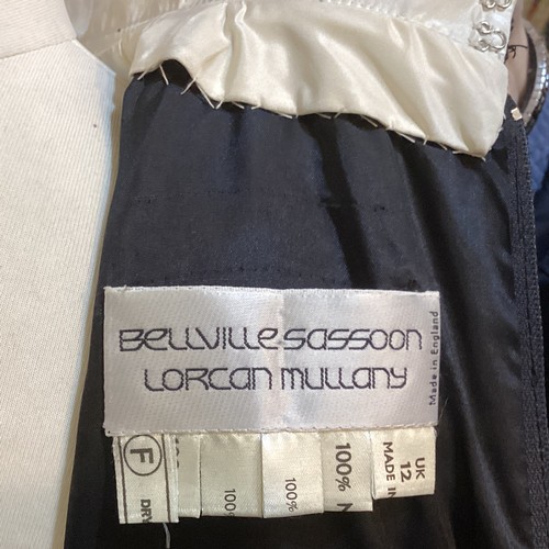 25 - BELLVILLE SASSOON for LORCAN MULLANY. A velvet and silk dress, with white collar and cuffs, bow deta... 