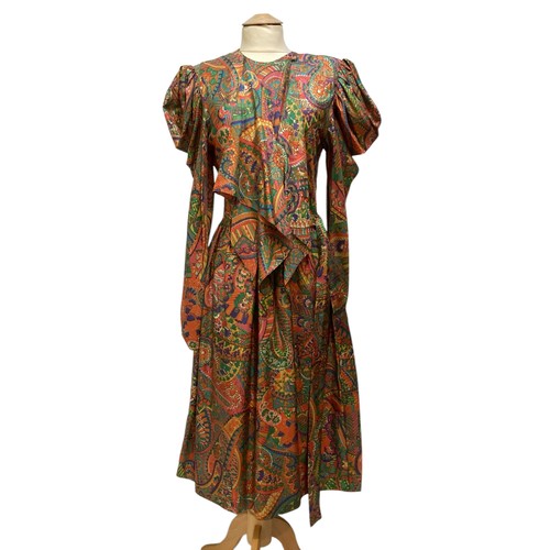 27 - Patterned silk dresses, GINA FRATINI 1970's floral dress, a GINA FRATINI silk patterned dress with '... 