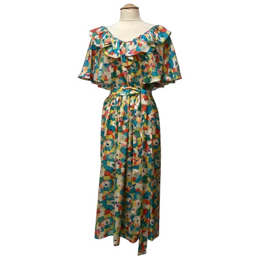 27 - Patterned silk dresses, GINA FRATINI 1970's floral dress, a GINA FRATINI silk patterned dress with '... 