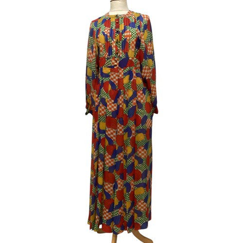 27 - Patterned silk dresses, GINA FRATINI 1970's floral dress, a GINA FRATINI silk patterned dress with '... 