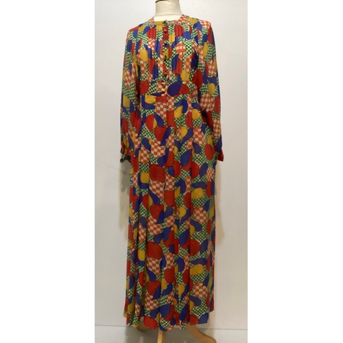 27 - Patterned silk dresses, GINA FRATINI 1970's floral dress, a GINA FRATINI silk patterned dress with '... 