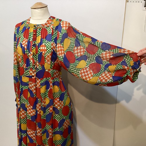 27 - Patterned silk dresses, GINA FRATINI 1970's floral dress, a GINA FRATINI silk patterned dress with '... 