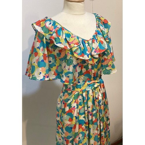 27 - Patterned silk dresses, GINA FRATINI 1970's floral dress, a GINA FRATINI silk patterned dress with '... 