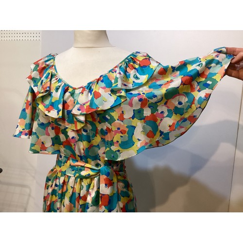 27 - Patterned silk dresses, GINA FRATINI 1970's floral dress, a GINA FRATINI silk patterned dress with '... 