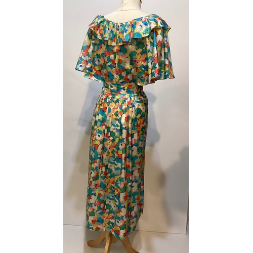 27 - Patterned silk dresses, GINA FRATINI 1970's floral dress, a GINA FRATINI silk patterned dress with '... 