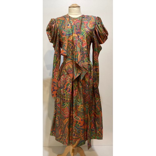 27 - Patterned silk dresses, GINA FRATINI 1970's floral dress, a GINA FRATINI silk patterned dress with '... 