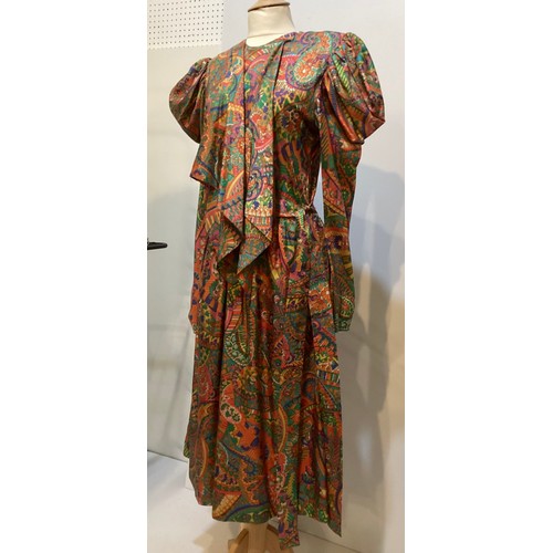 27 - Patterned silk dresses, GINA FRATINI 1970's floral dress, a GINA FRATINI silk patterned dress with '... 