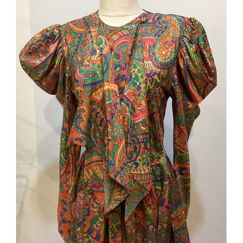 27 - Patterned silk dresses, GINA FRATINI 1970's floral dress, a GINA FRATINI silk patterned dress with '... 