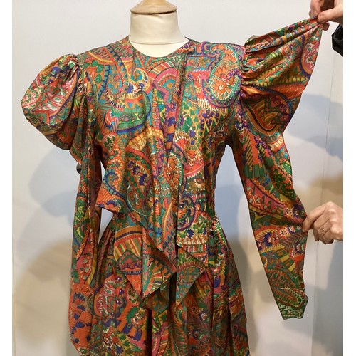 27 - Patterned silk dresses, GINA FRATINI 1970's floral dress, a GINA FRATINI silk patterned dress with '... 