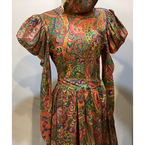 27 - Patterned silk dresses, GINA FRATINI 1970's floral dress, a GINA FRATINI silk patterned dress with '... 