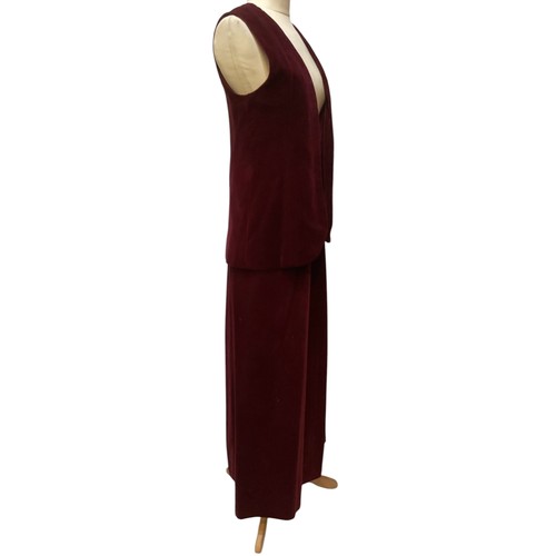 34 - GINA FRATINI, 1960's burgundy velvet skirt and waist coat, labelled 10/12; GINA FRATINI, 1980's blac... 